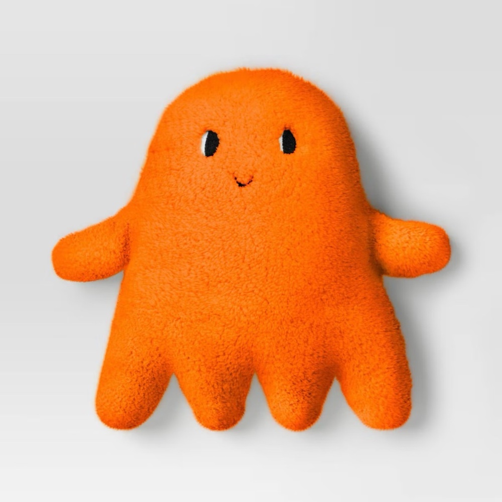 Neon Orange Ghost Halloween Pillow - Hyde & EEK!